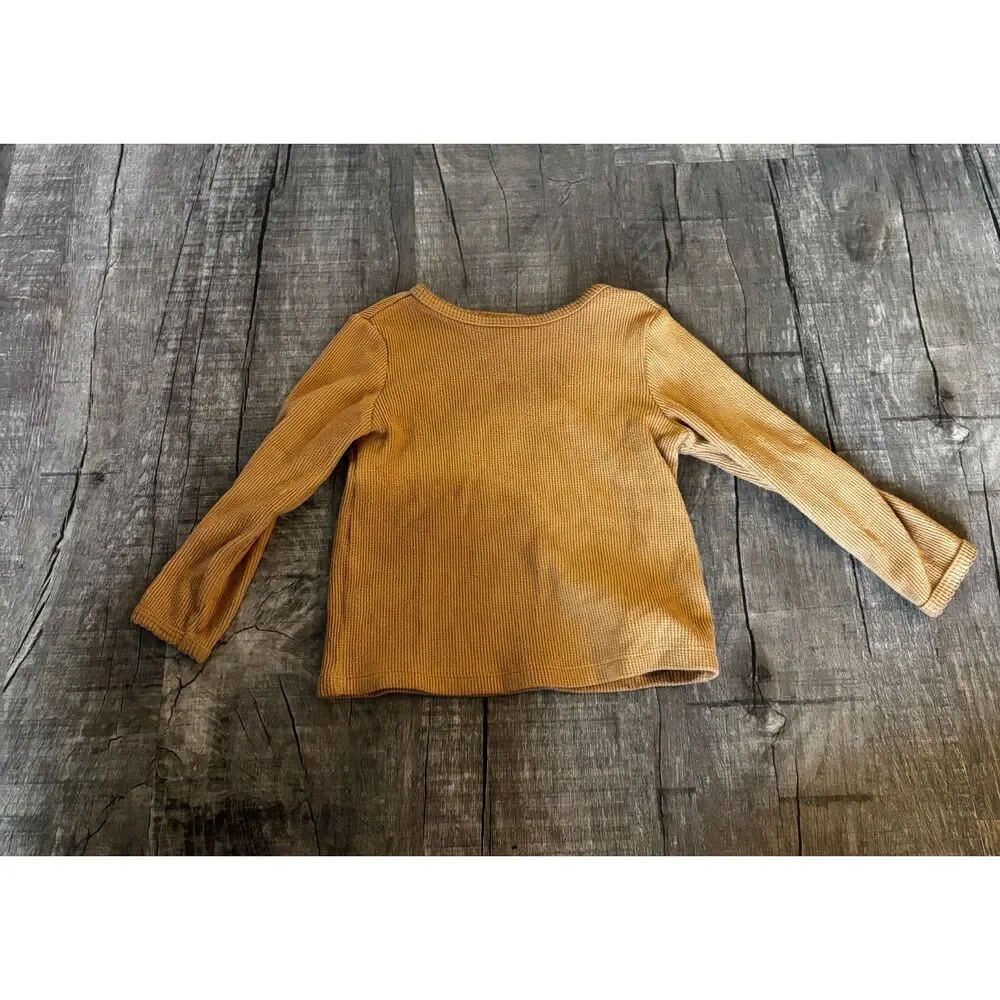 Girls Old Navy Long Sleeve Ribbed Shirt 2T Mustard Yellow Toddler Top